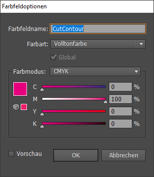 CutContour Einstellungen